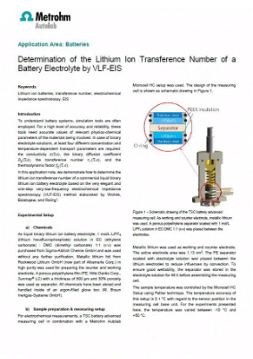 Determination of the Lithium Ion Transference Number of a Battery Electrolyte
